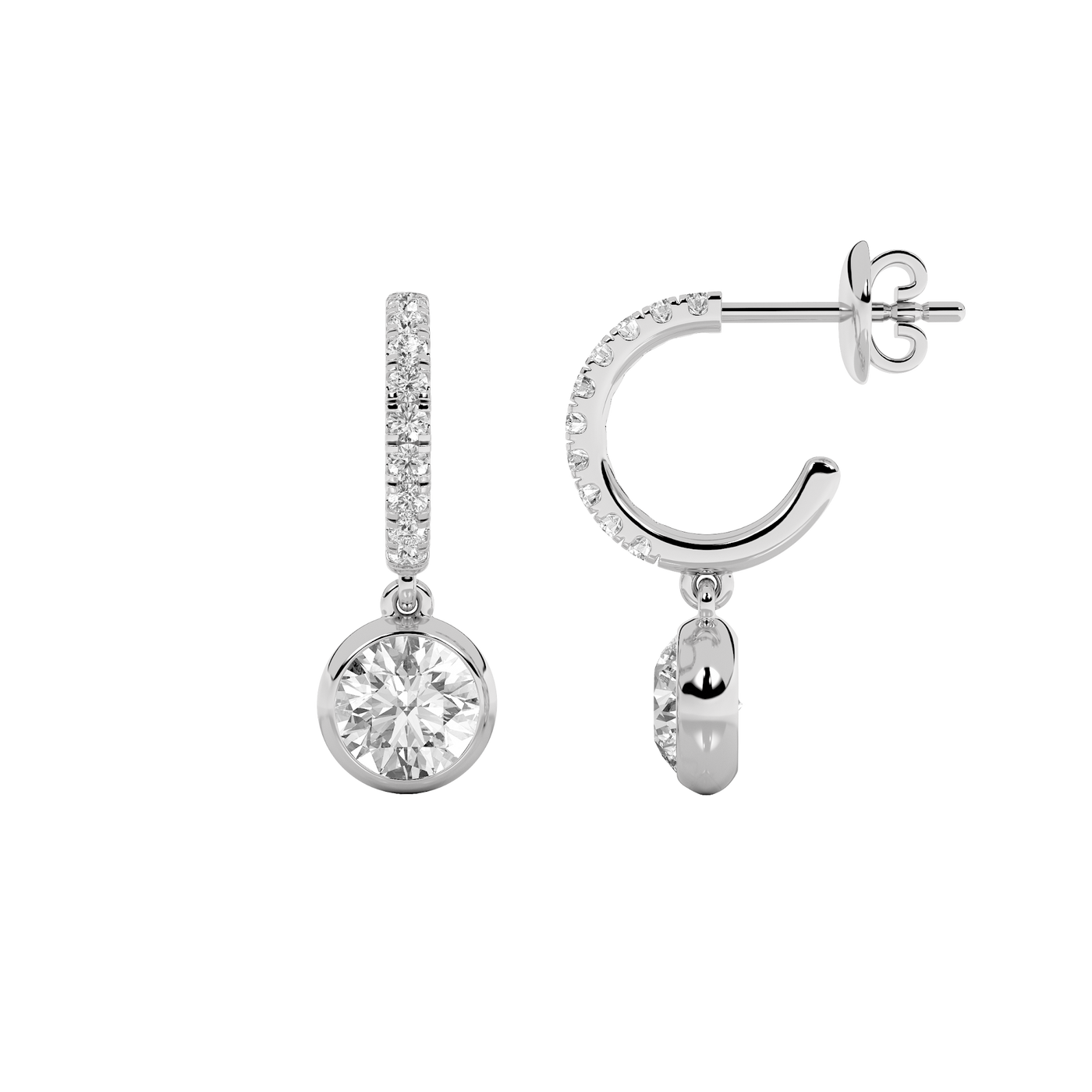 14KW 2ct Lab Diamond Dangle Earrings F+VS+