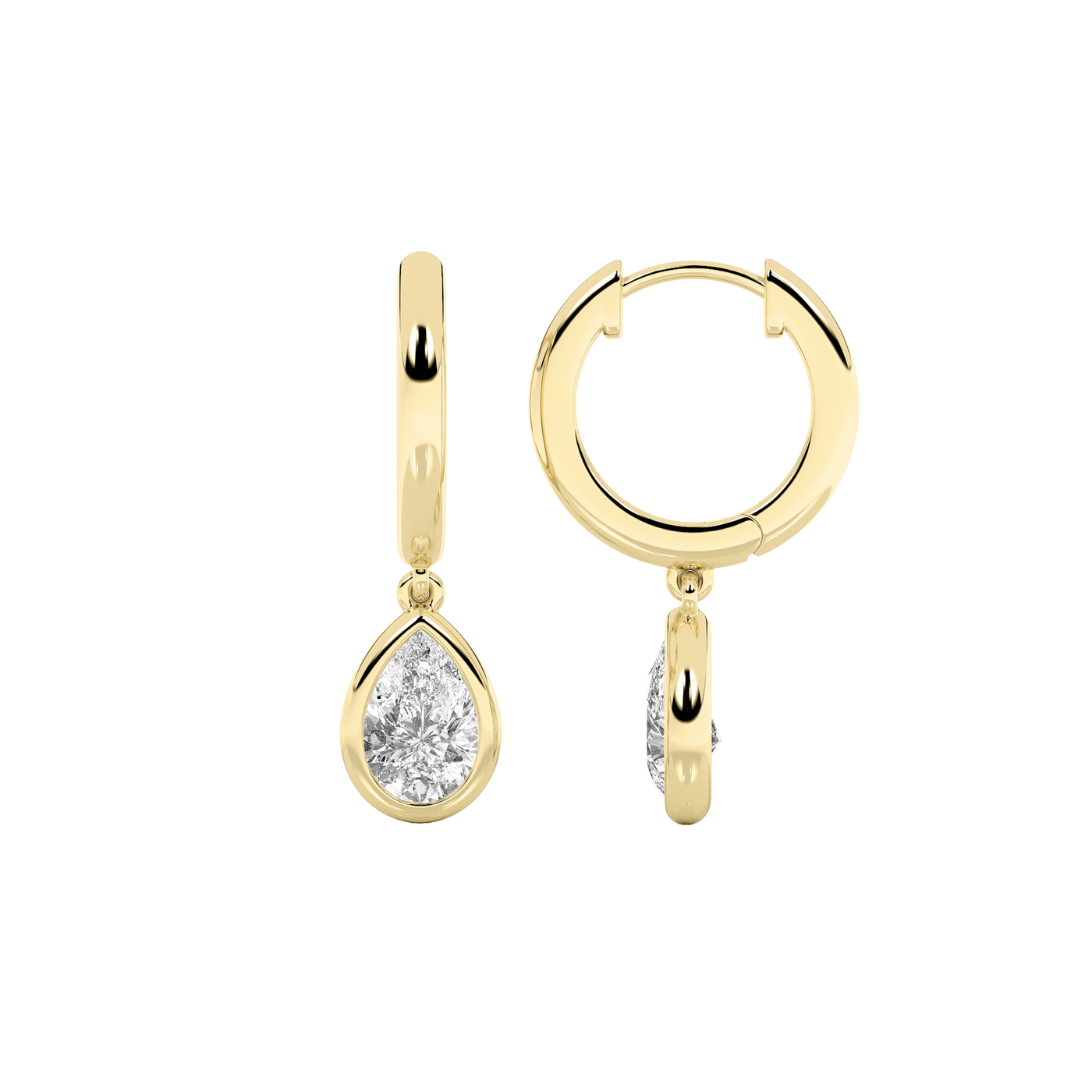 14KY 1ct Lab Diamond Pear Drop Earrings