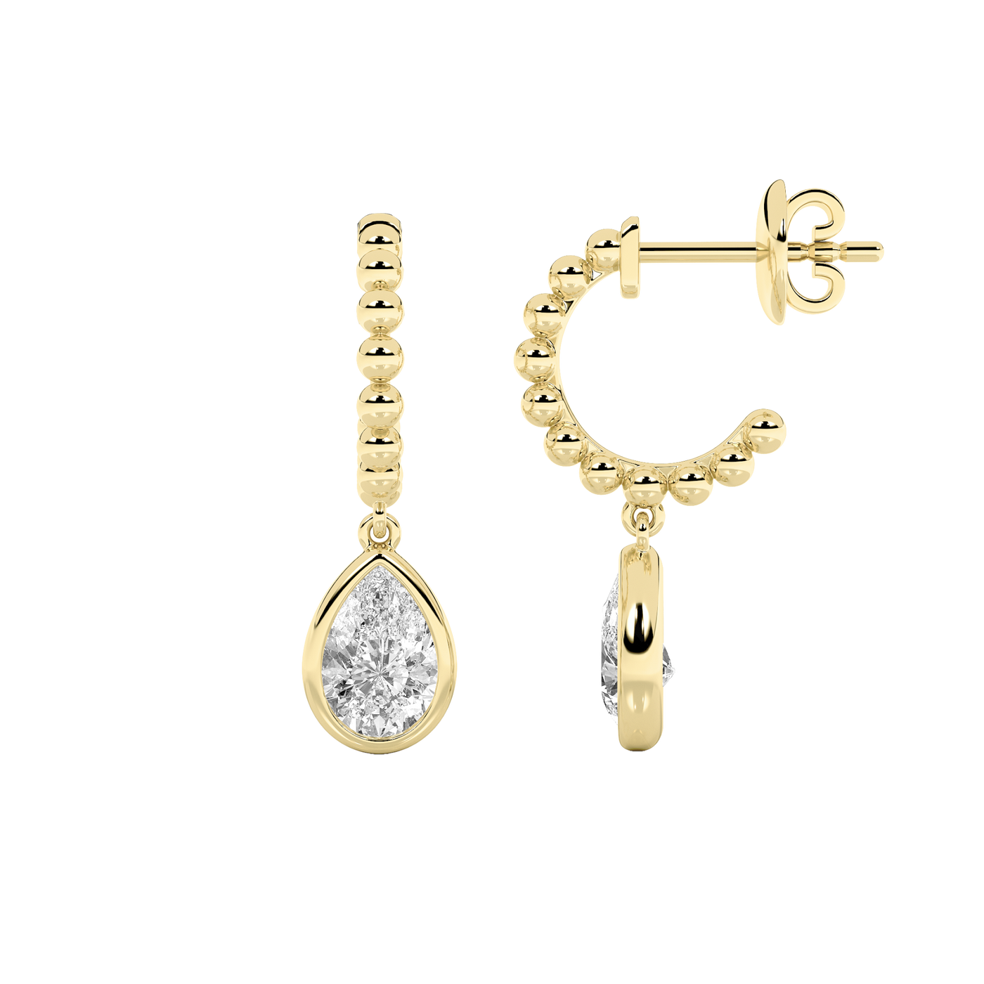 14KY Lab Diamond Dangle Earrings 1ctw F+VS+