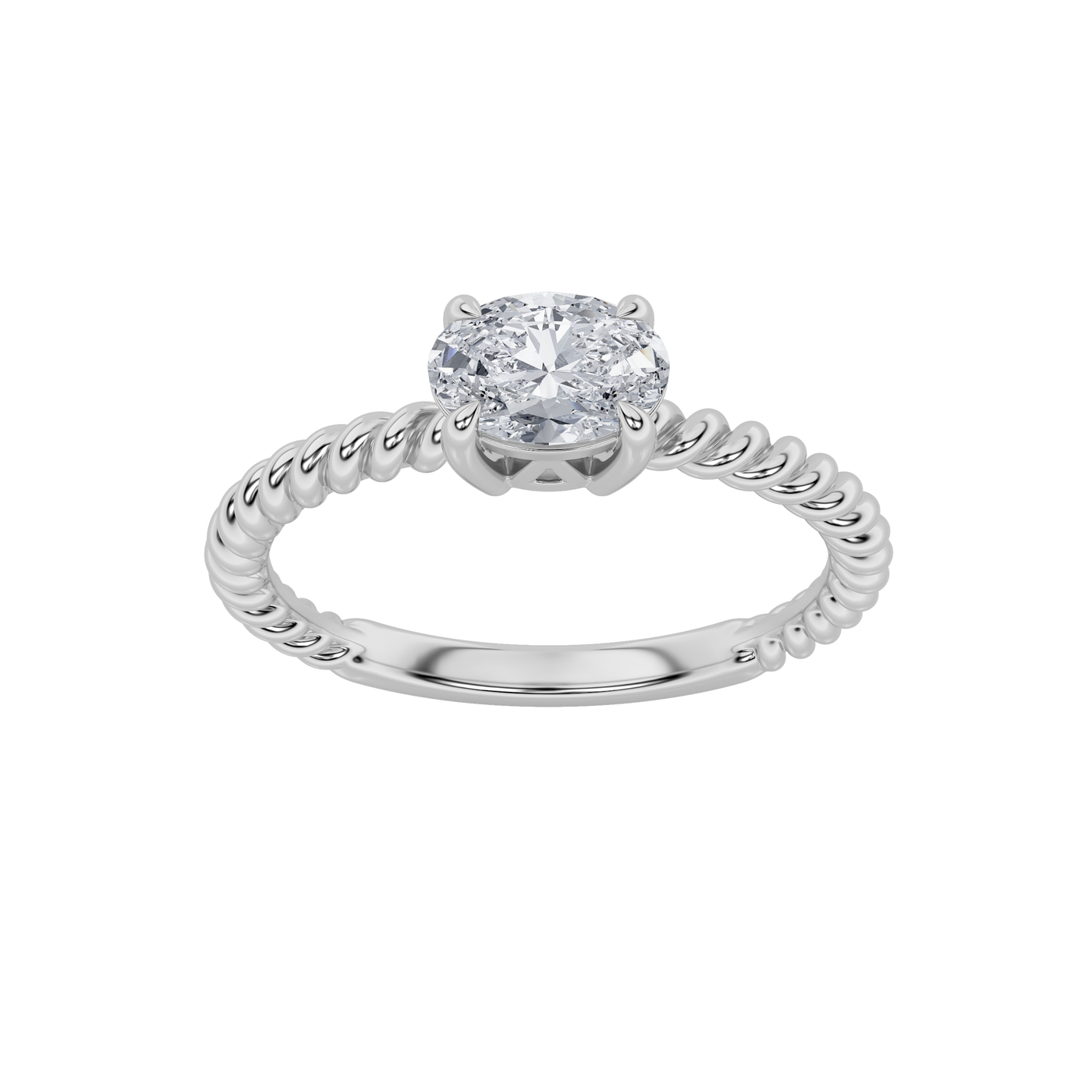 14K White Gold 0.5ct Lab Diamond Oval Solitaire Ring