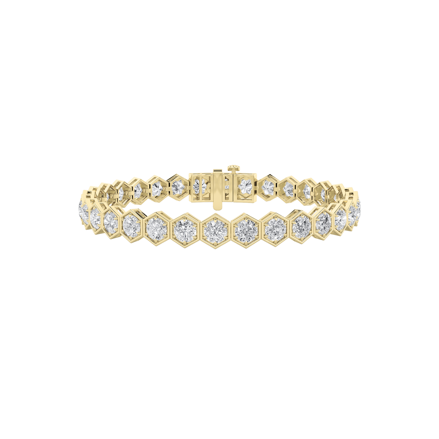 14K Yellow Gold 10ctw Lab Diamond Tennis Bracelet 7""