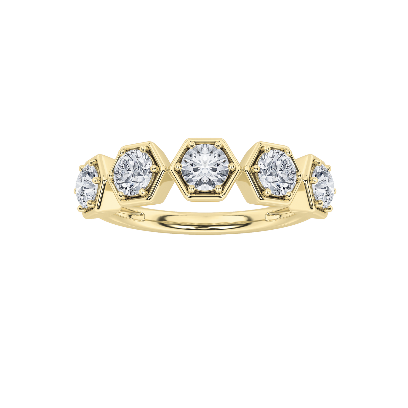 14KY 1ct Lab Diamond Ring F+VS Contemporary Design