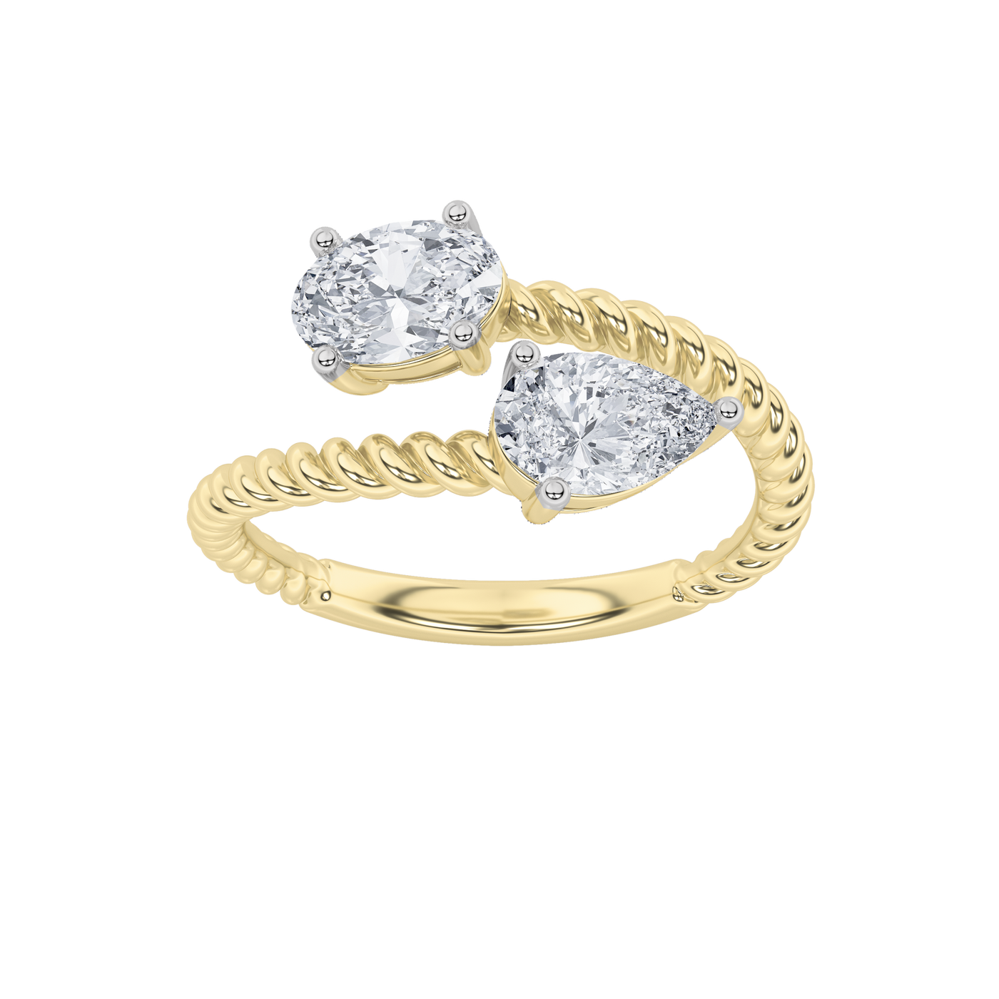 14KY 1ct Lab Diamond Pear Two-Stone Ring