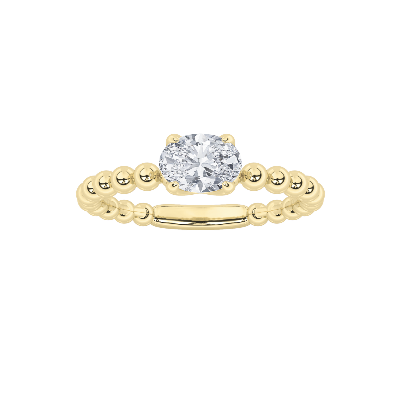 14K Yellow Gold 0.5ct Lab Diamond Oval Solitaire Ring