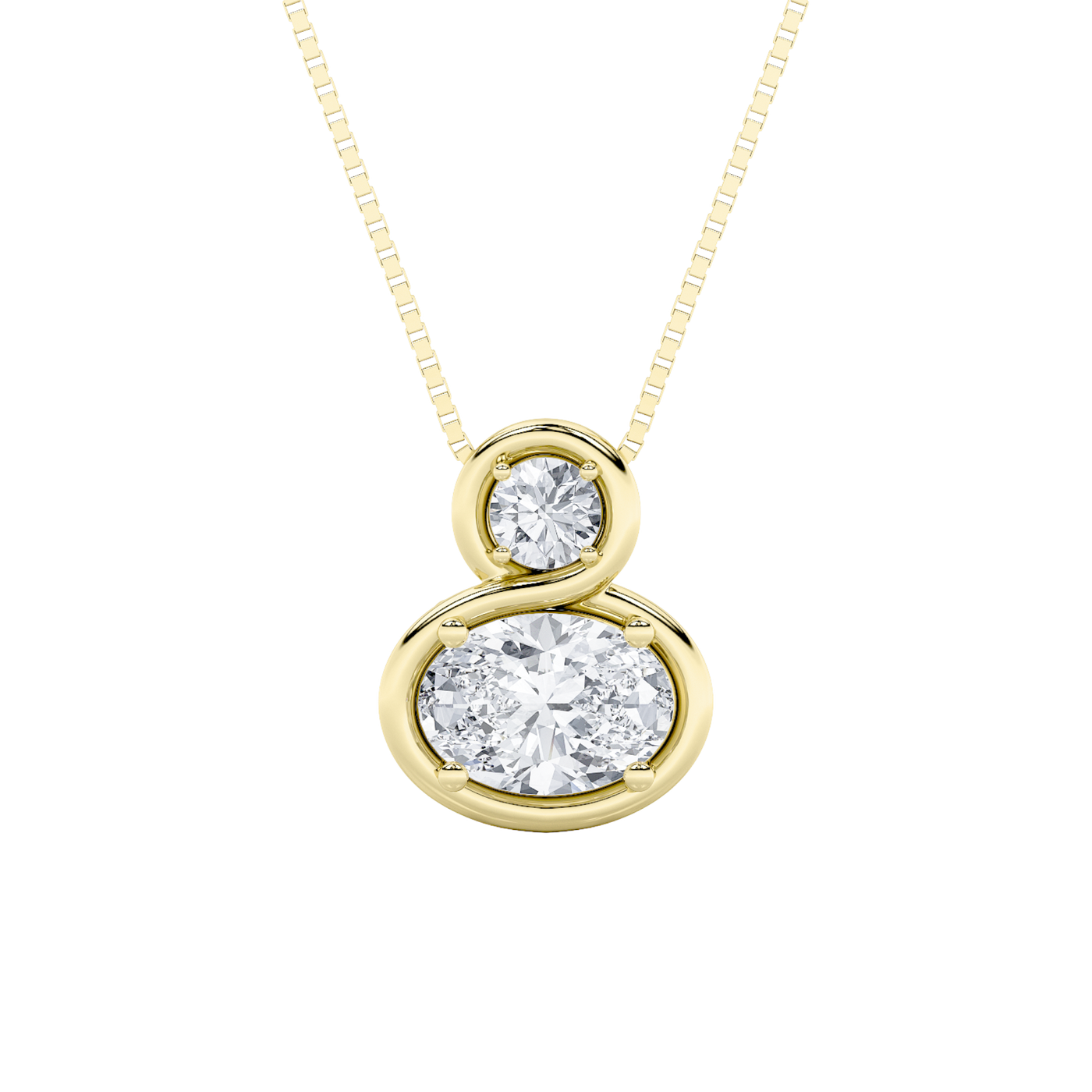 14KY 1ct Lab Diamond Oval Pendant F+VS+ Contemporary