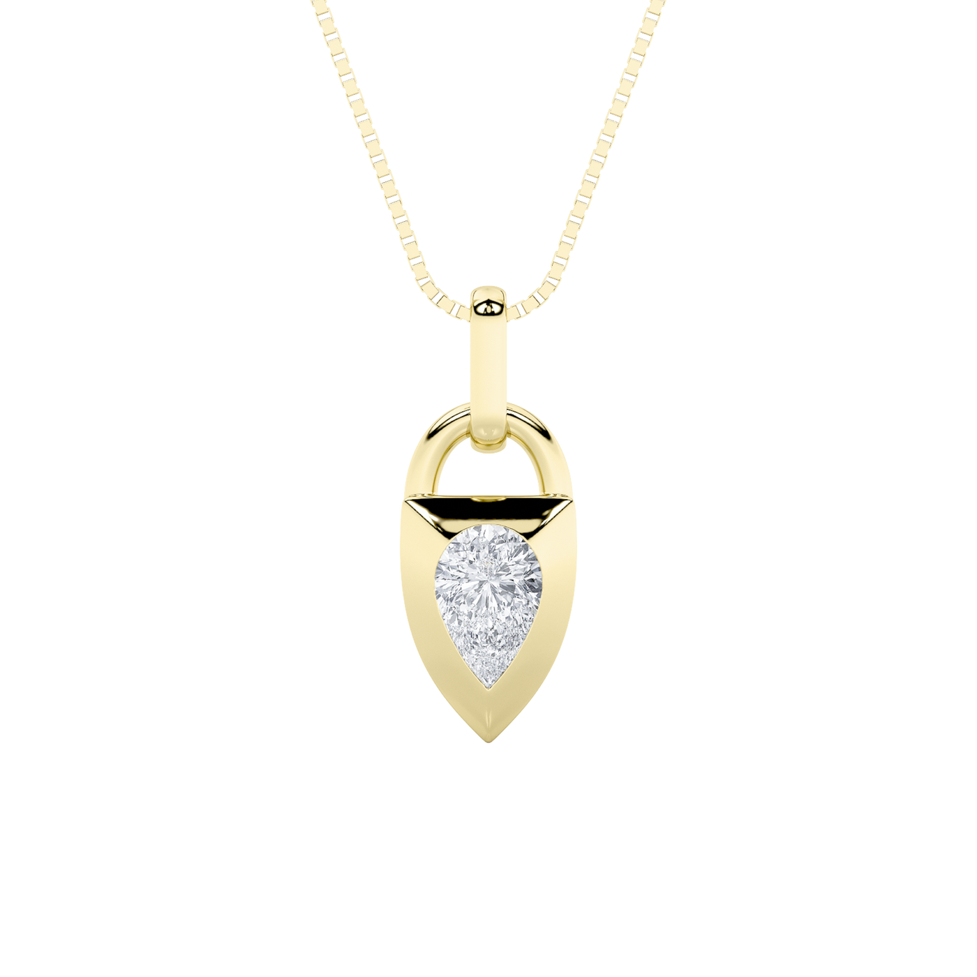 14K Yellow Gold 0.5ct Lab Diamond Solitaire Pendant