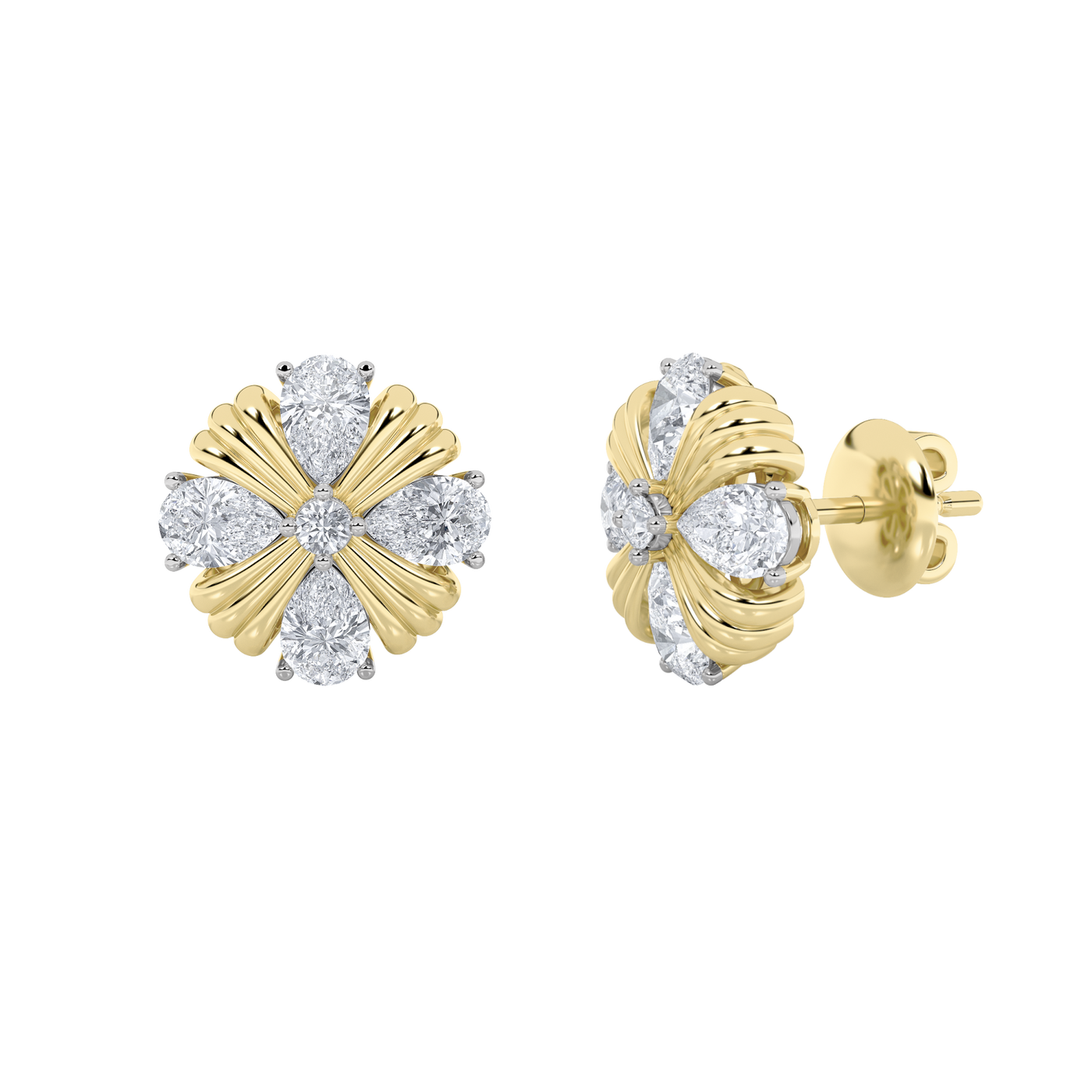 14KY Lab Diamond Cluster Earrings 2.5ctw F+VS+
