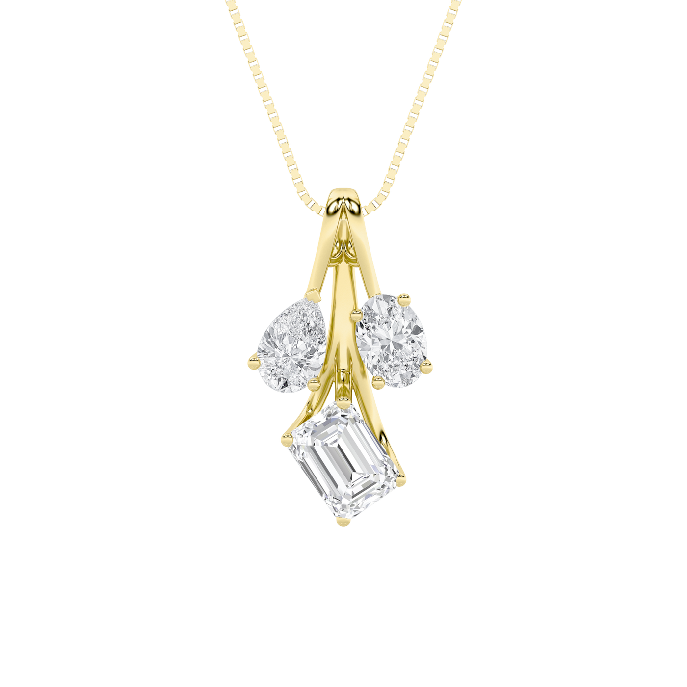 14KY 2ct Lab Diamond Three-Stone Pendant