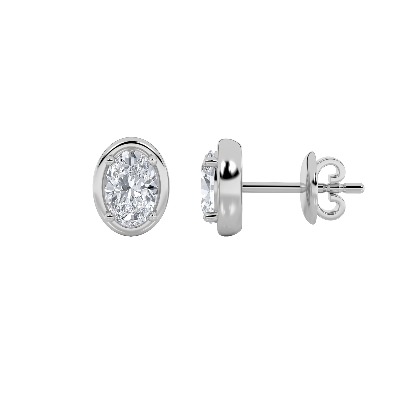 14KW 2ct F/VS+ Oval Lab Diamond Stud Earrings