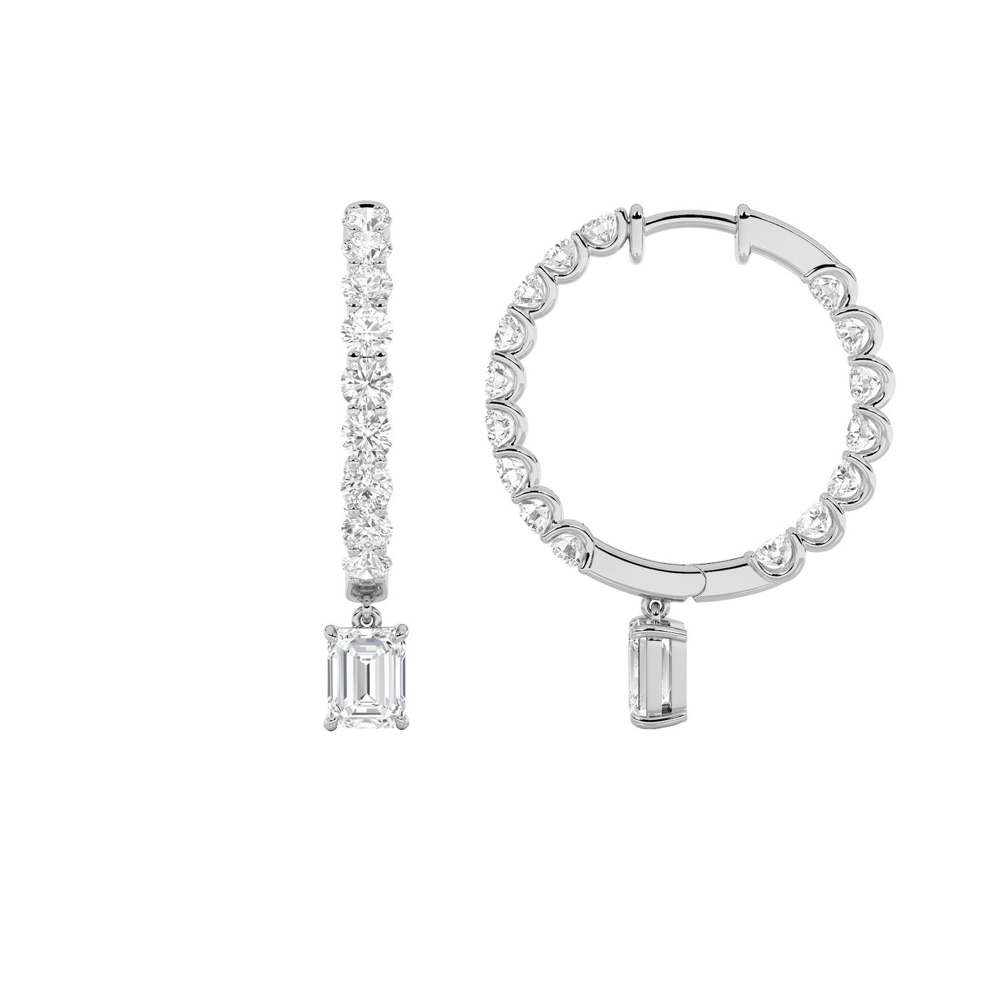 14KW 5.5ct Lab Diamond Dangle Earrings F+VS+