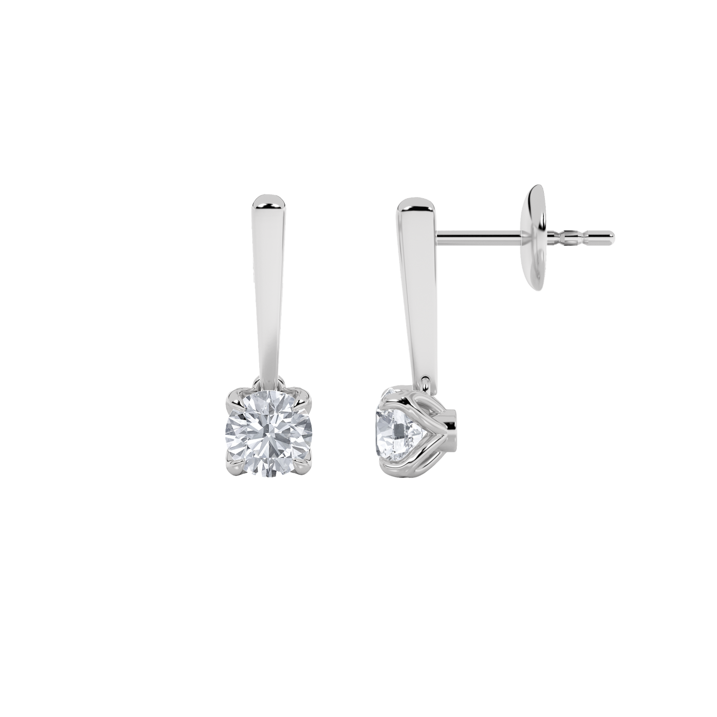 14KW 2ct Lab Diamond Dangle Earrings F+VS+