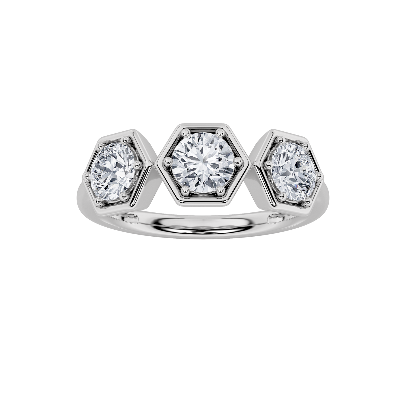 14KW 1ct Lab Diamond Three-Stone Engagement Ring