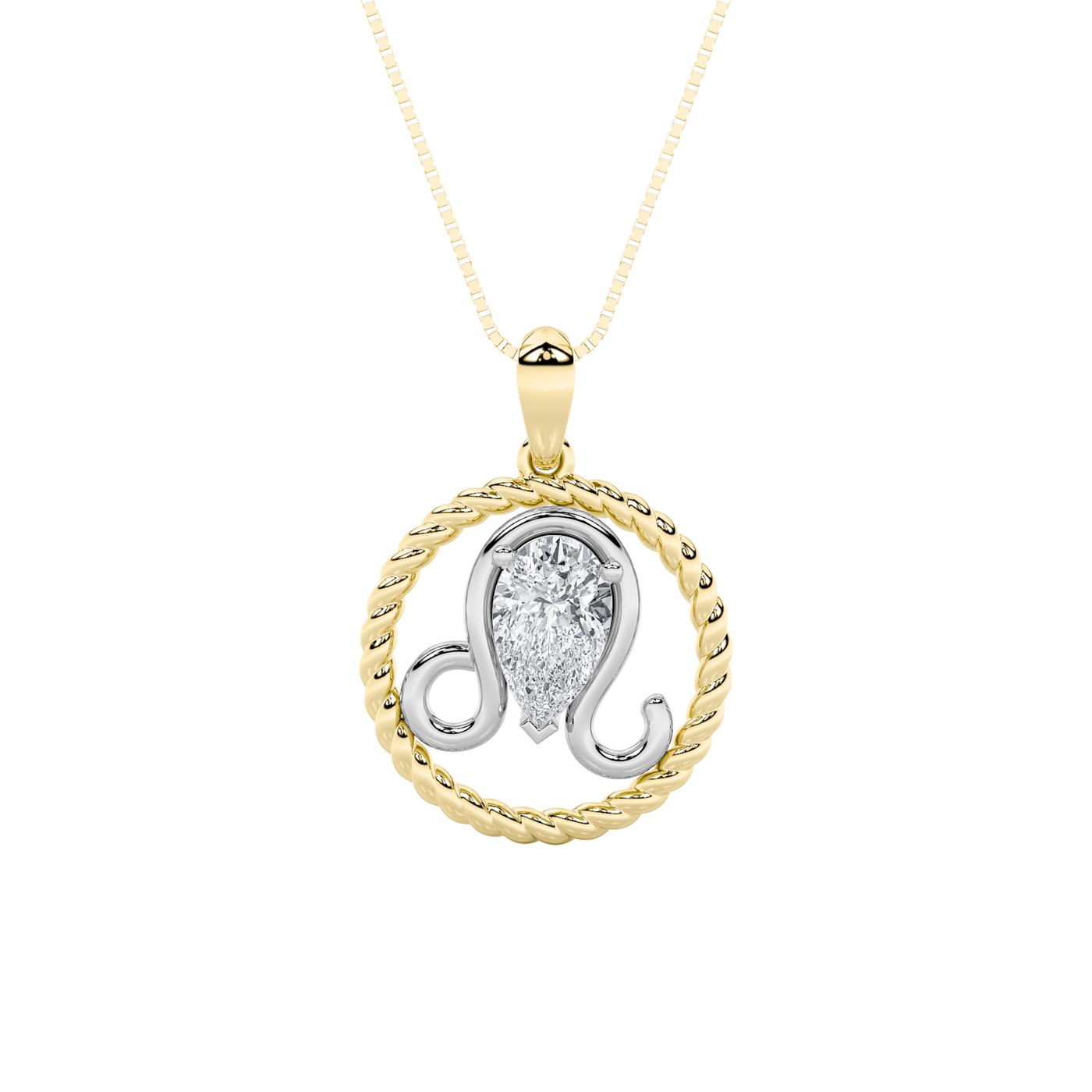 14K White Gold 1ct Lab Diamond Rope Pendant