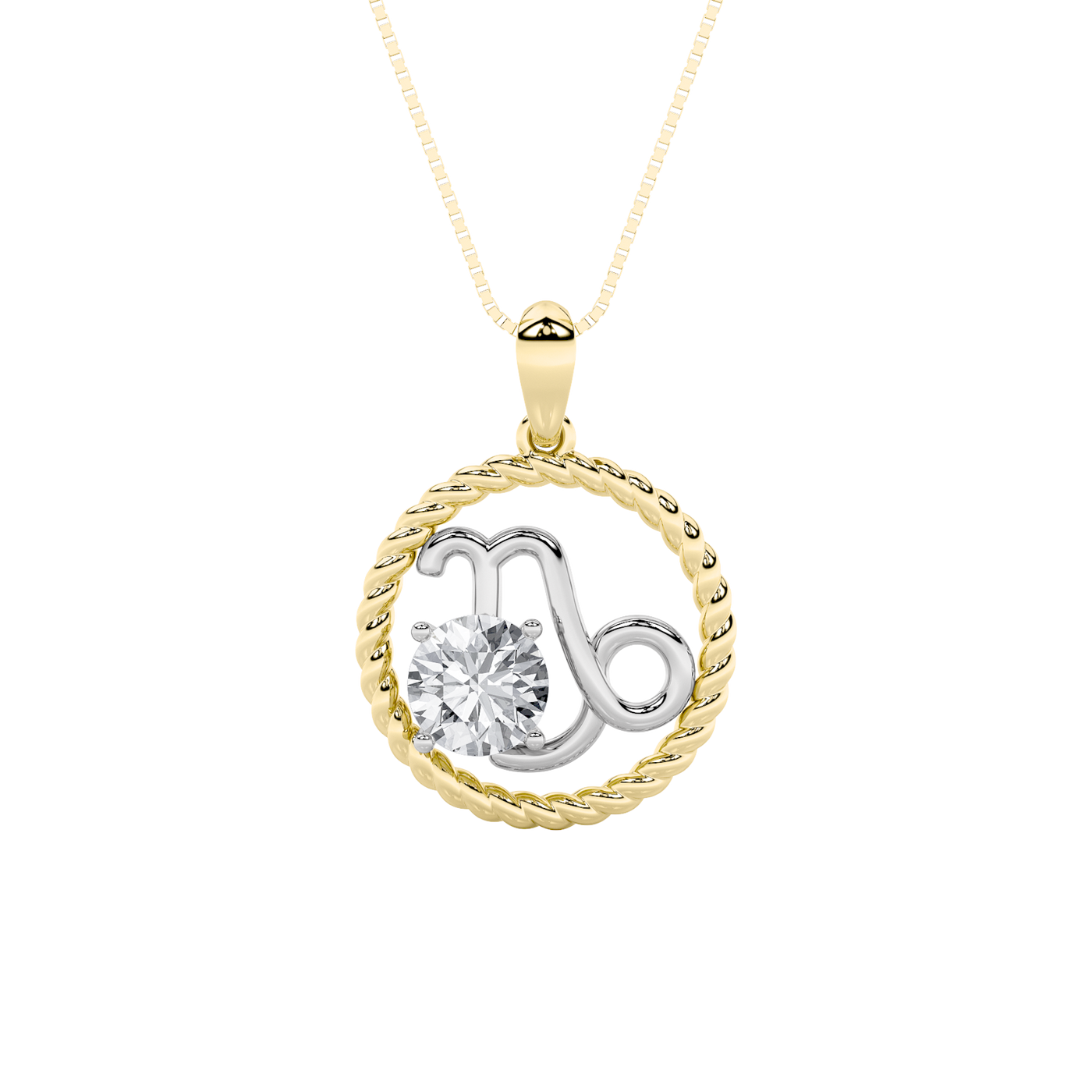 14K White Gold 1ct F+VS+ Lab Diamond Rope Pendant