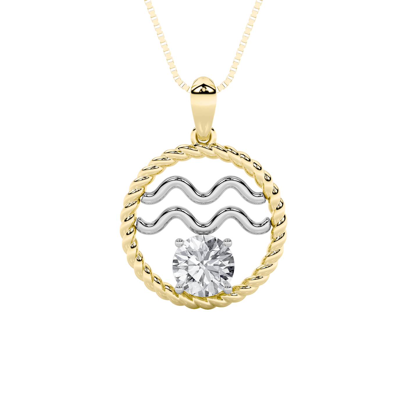 14K White Gold 1ct F+VS Lab Diamond Rope Pendant