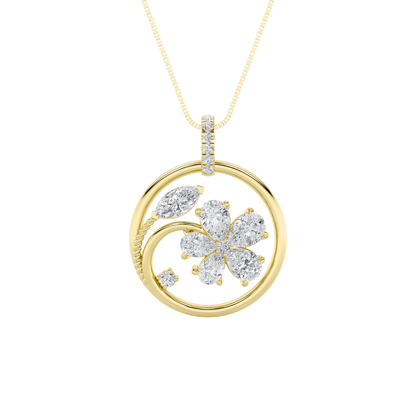 14KY 2ct Lab Diamond Pear Pendant F+VS+
