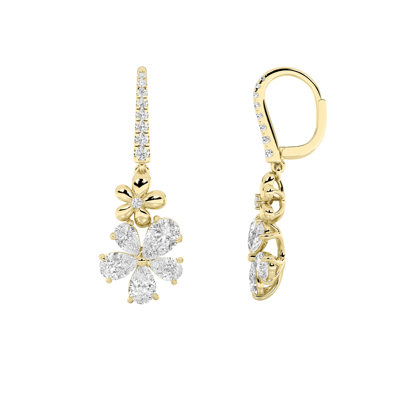 14KY Lab Diamond Dangle Earrings 3.2ctw F+VS+