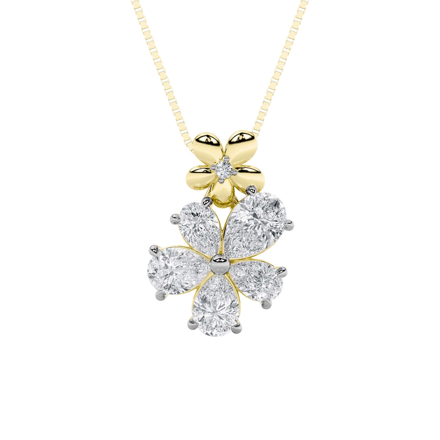 14KY 1.5ct Lab Diamond Cluster Pendant