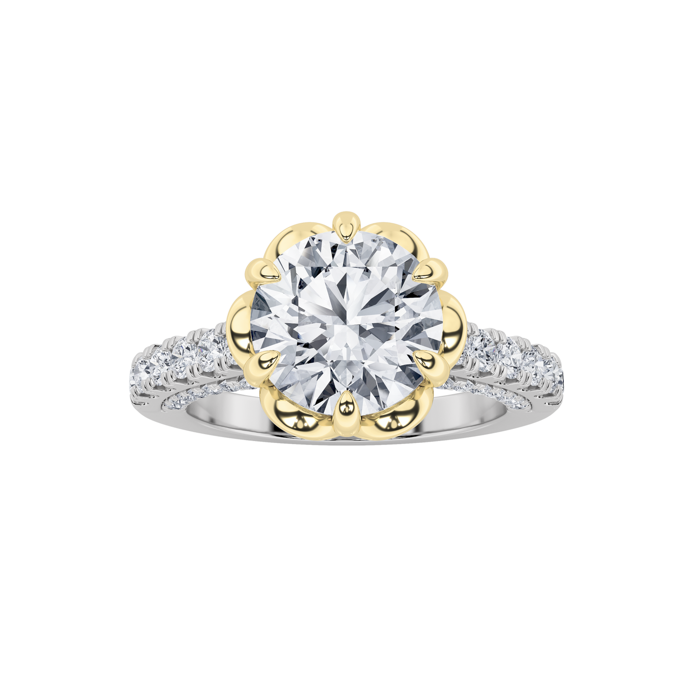 14K WY 2.5ct Lab Diamond Vintage Engagement Ring