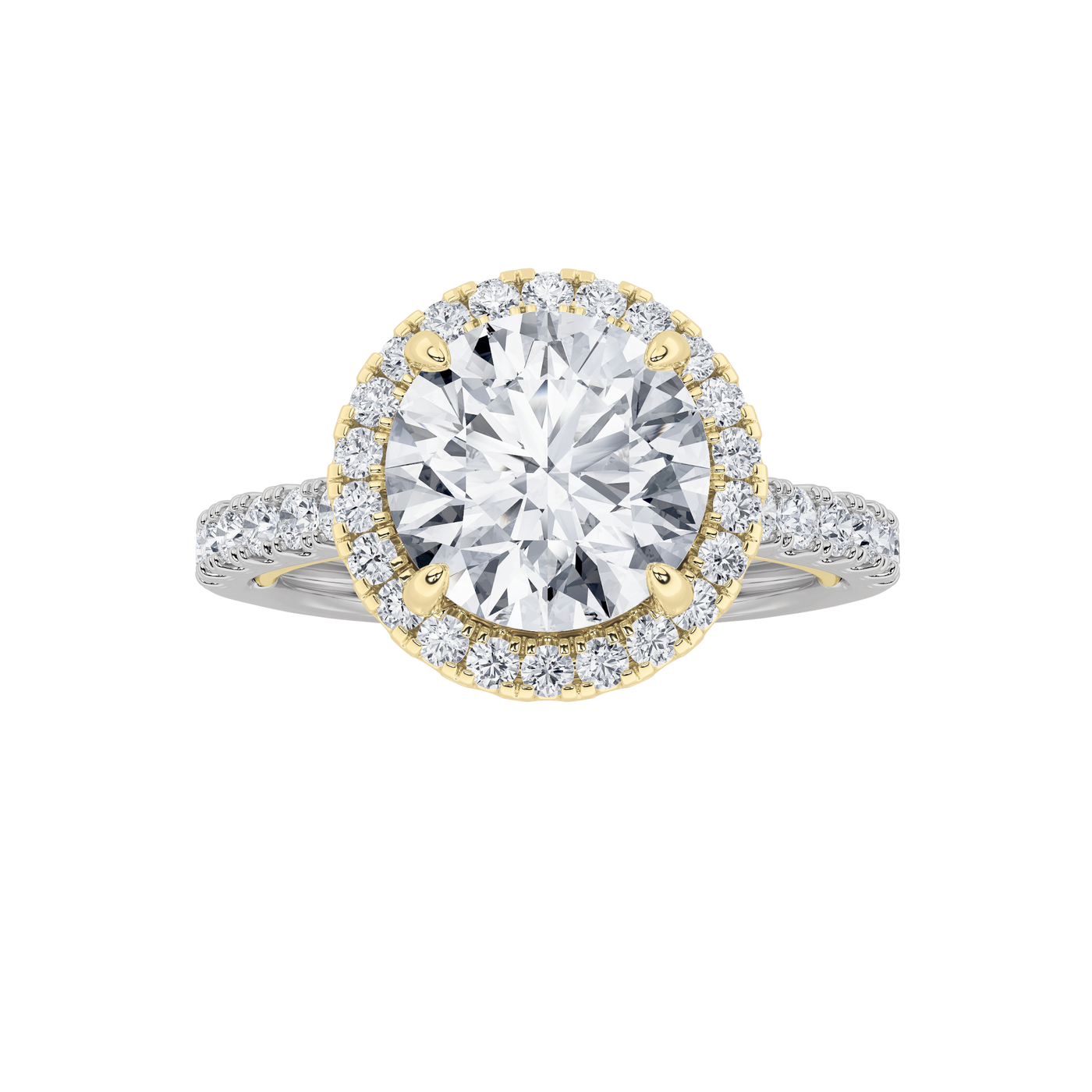 14K WY 2ct Lab Diamond Halo Engagement Ring
