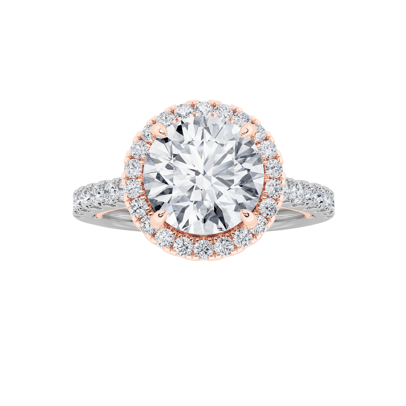 14K WY 2ct Lab Diamond Halo Engagement Ring