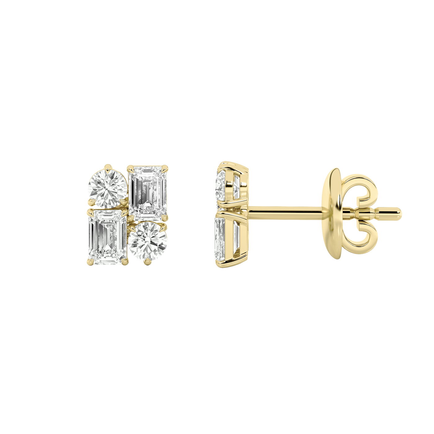 14KY 2ct Lab Diamond Emerald Cluster Earrings