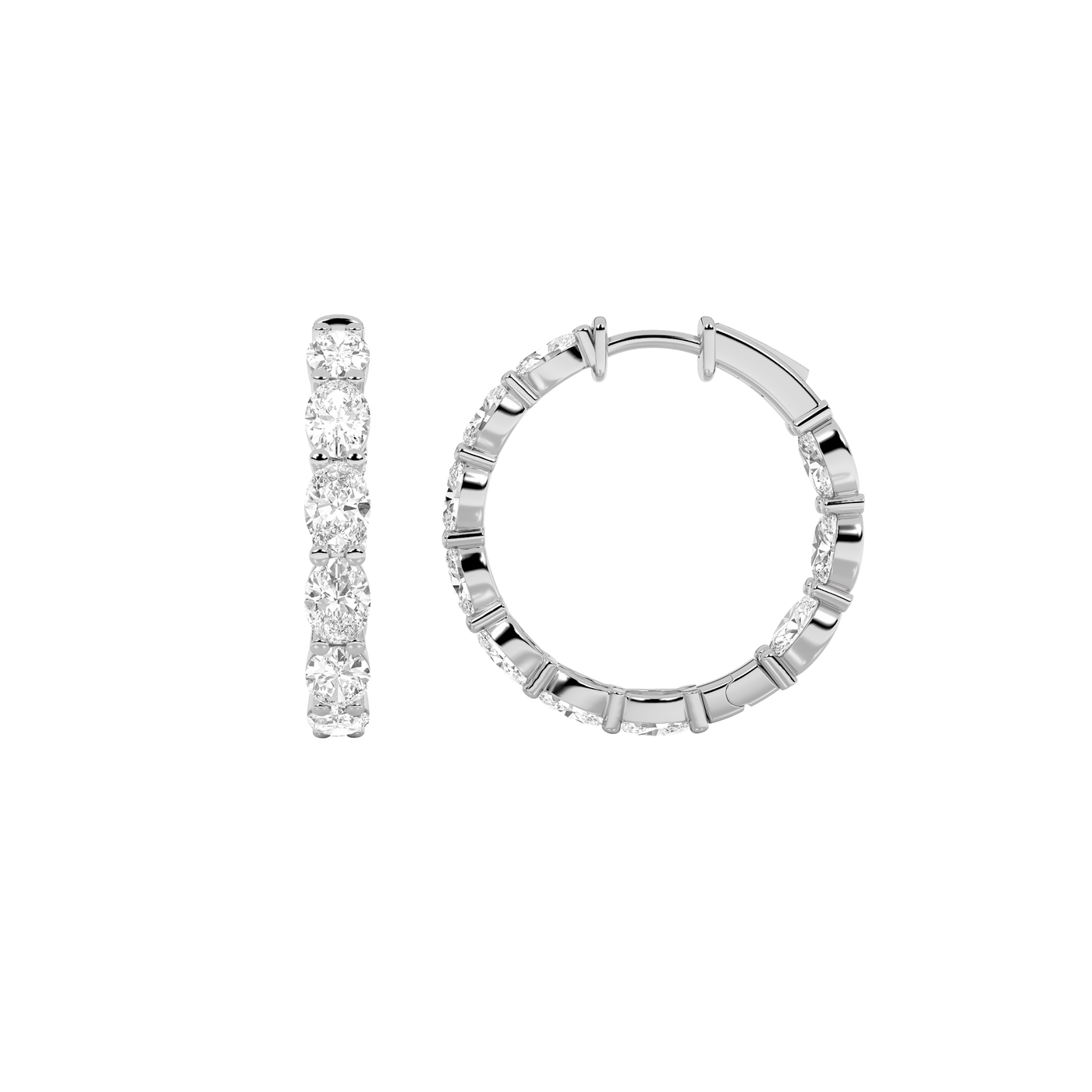 14KW 3ctw F+VS Lab Diamond Huggie Earrings