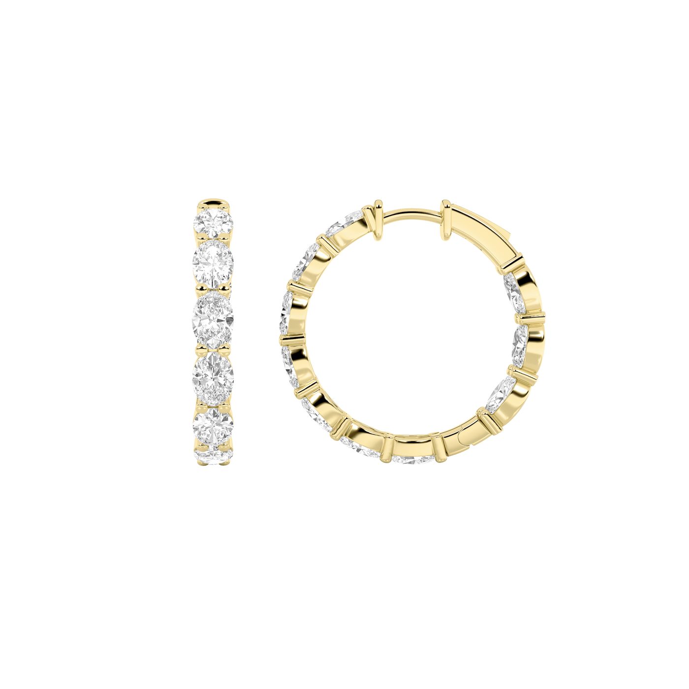 14KY 8ctw Lab Diamond Oval Hoop Earrings