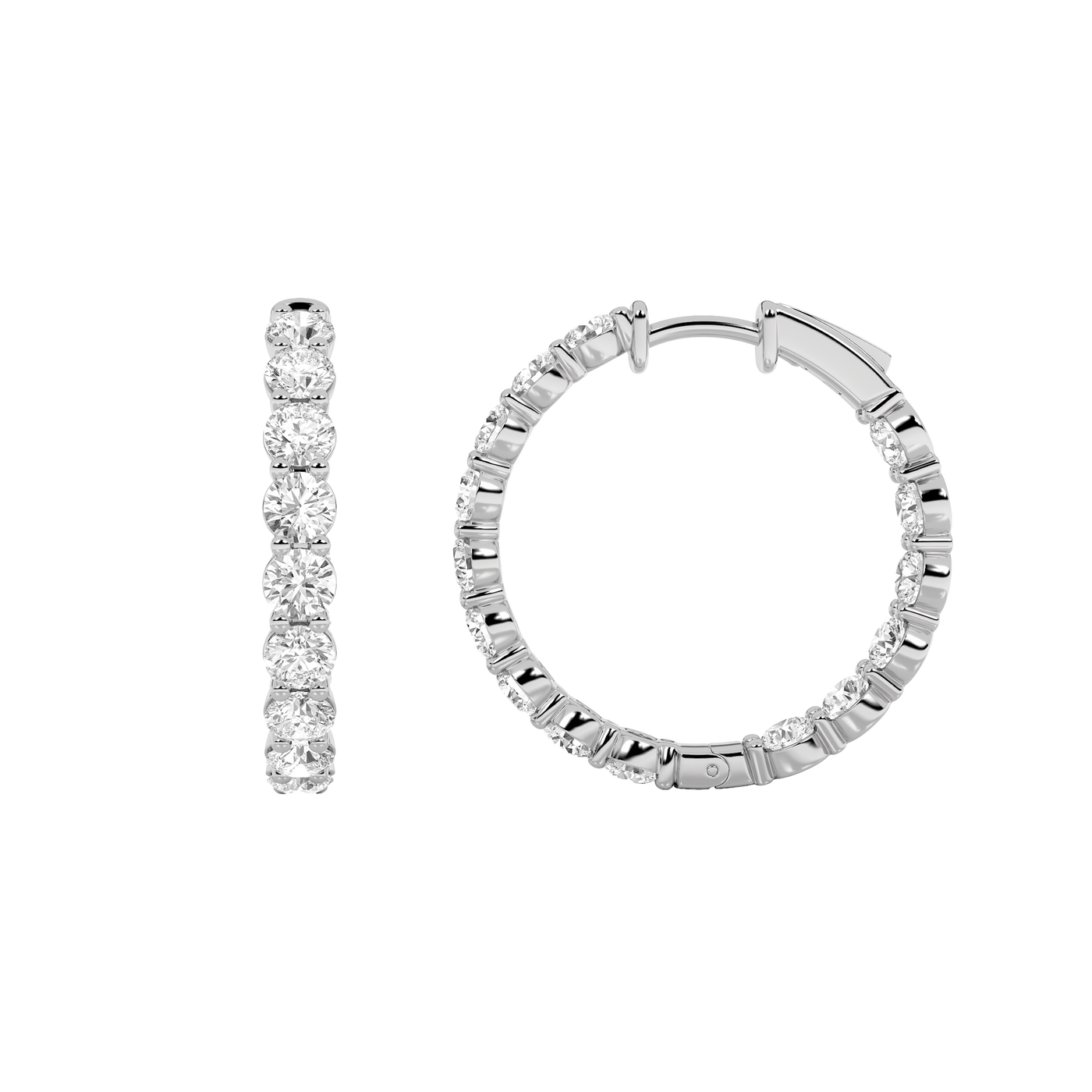 14KW Lab Diamond Hoop Earrings 4ctw F+VS+ Radiance