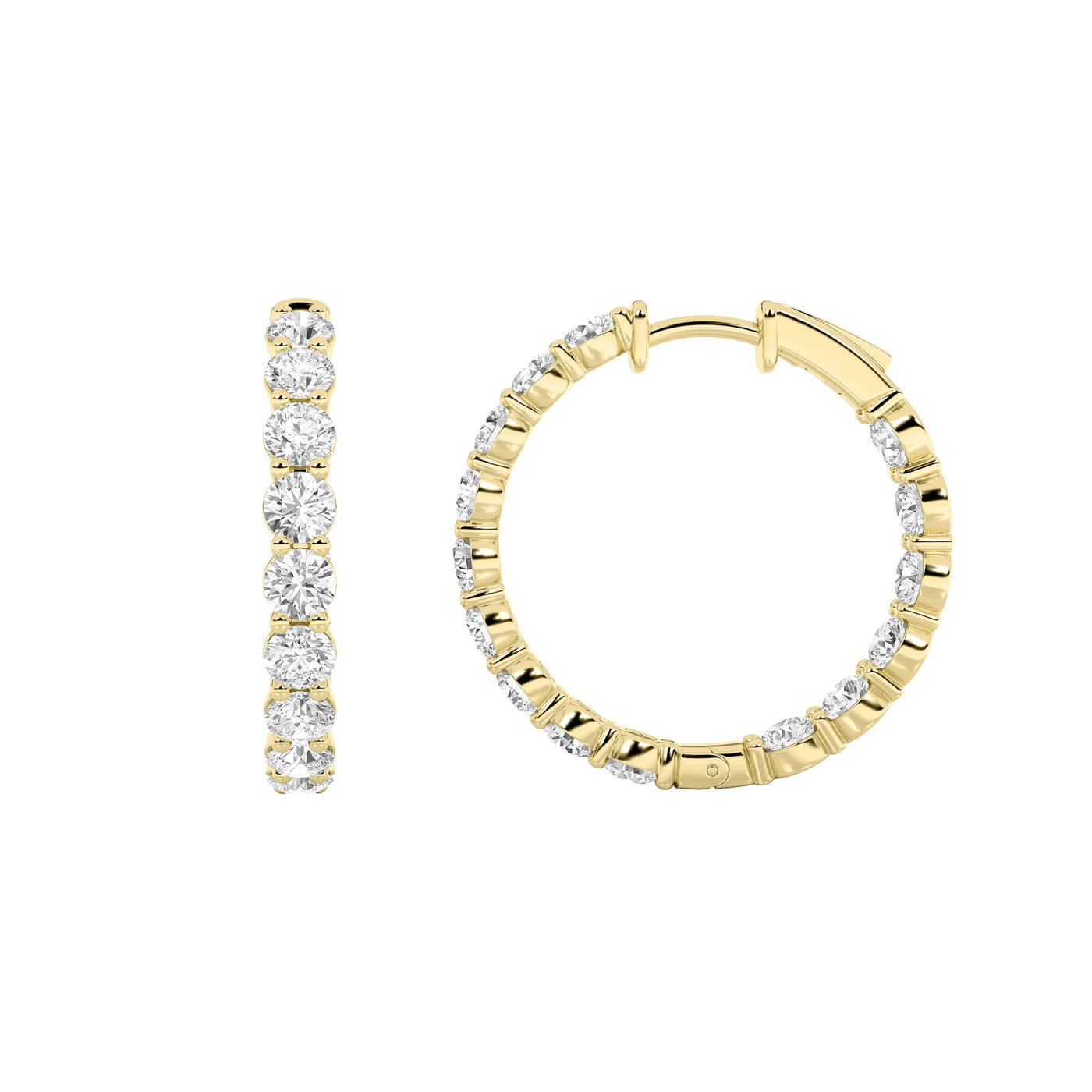 14KY Lab Diamond 5ctw Hoop Earrings F+VS+