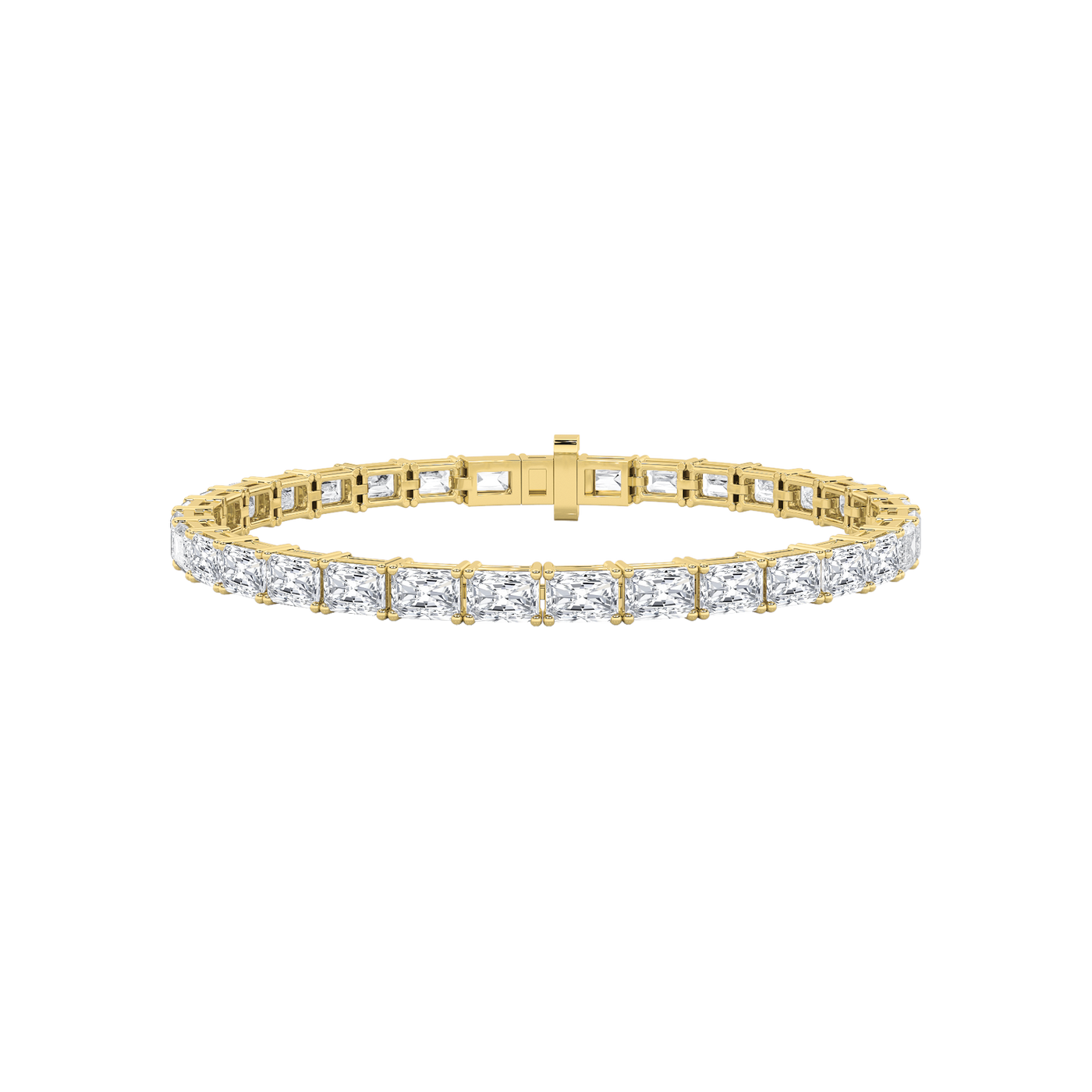 14KY 8ct Lab Diamond Tennis Bracelet Radiant Cut