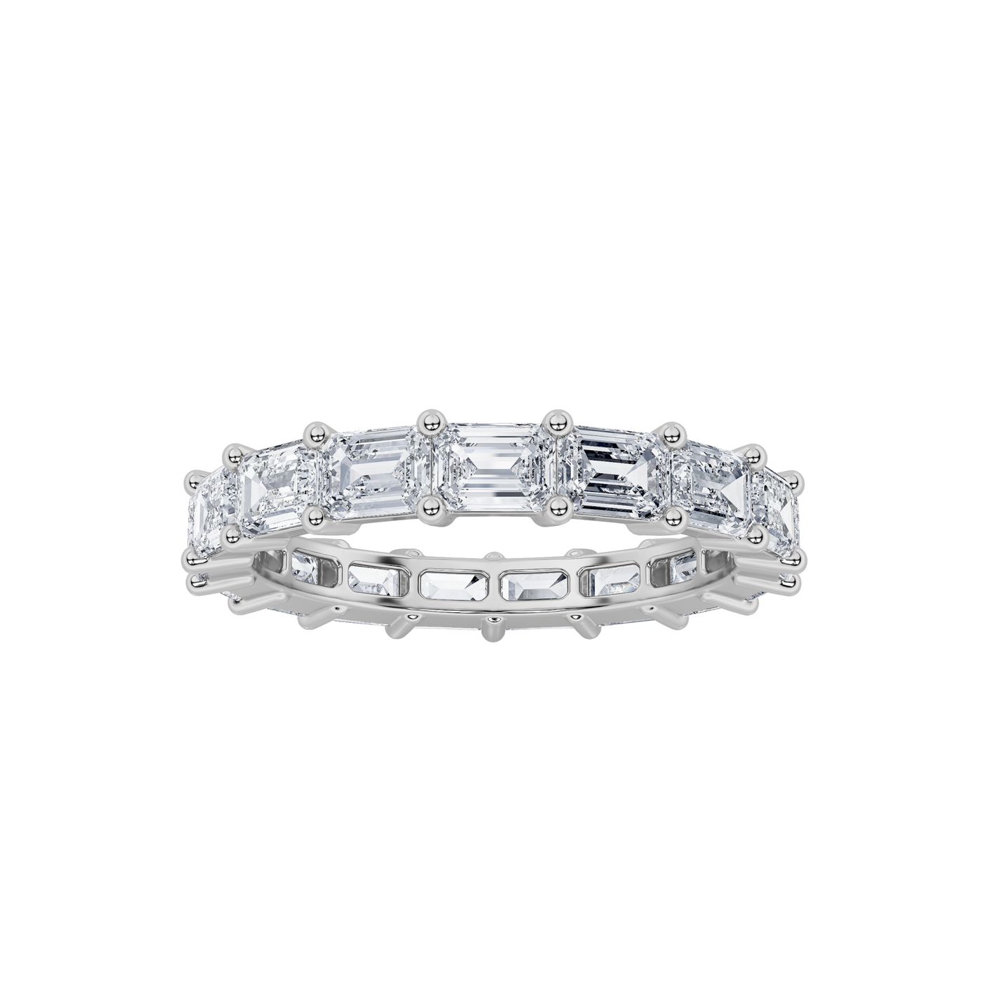 14KW 3ct Lab Diamond Emerald Anniversary Band Ring