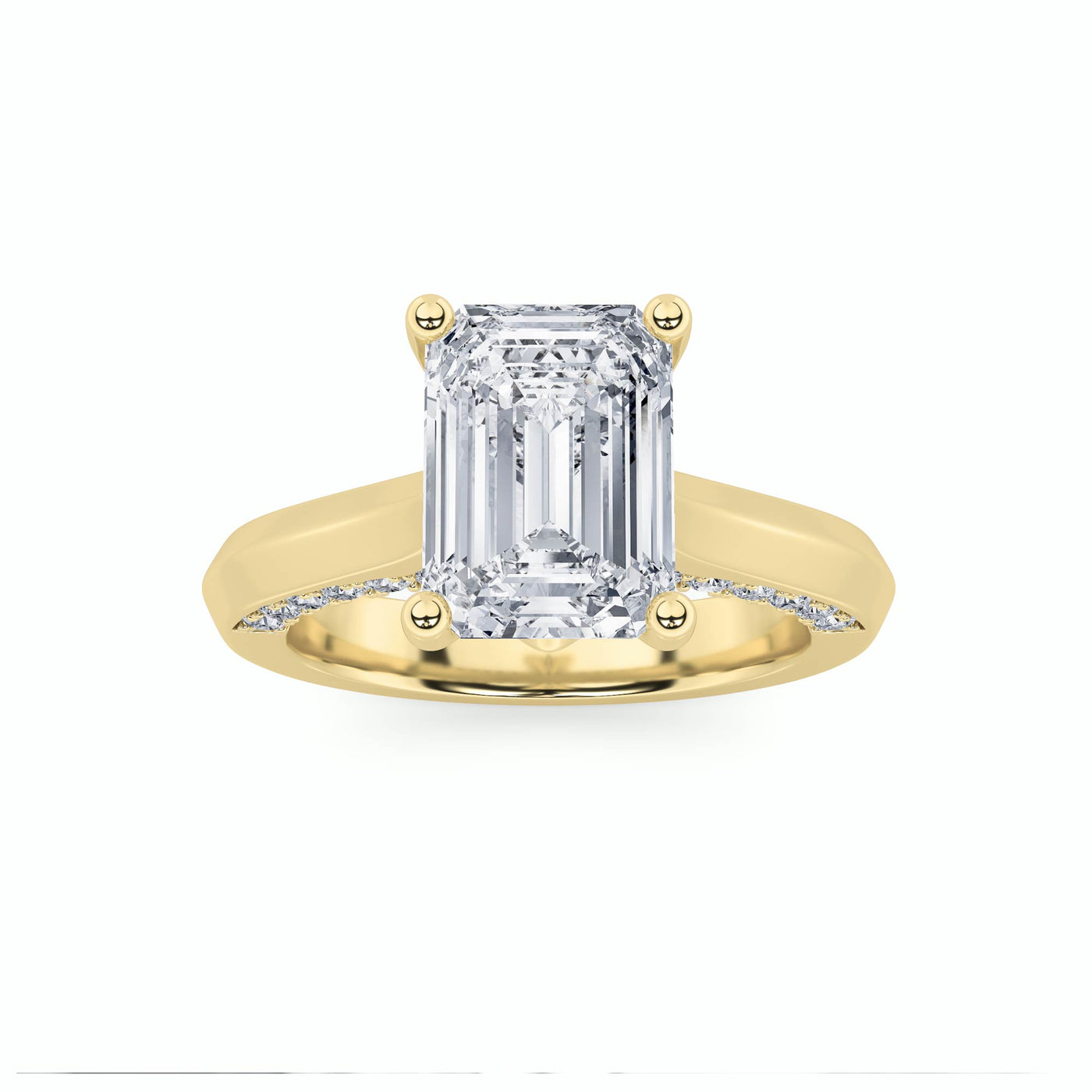 14KY 3ct Lab Diamond Emerald Solitaire Ring