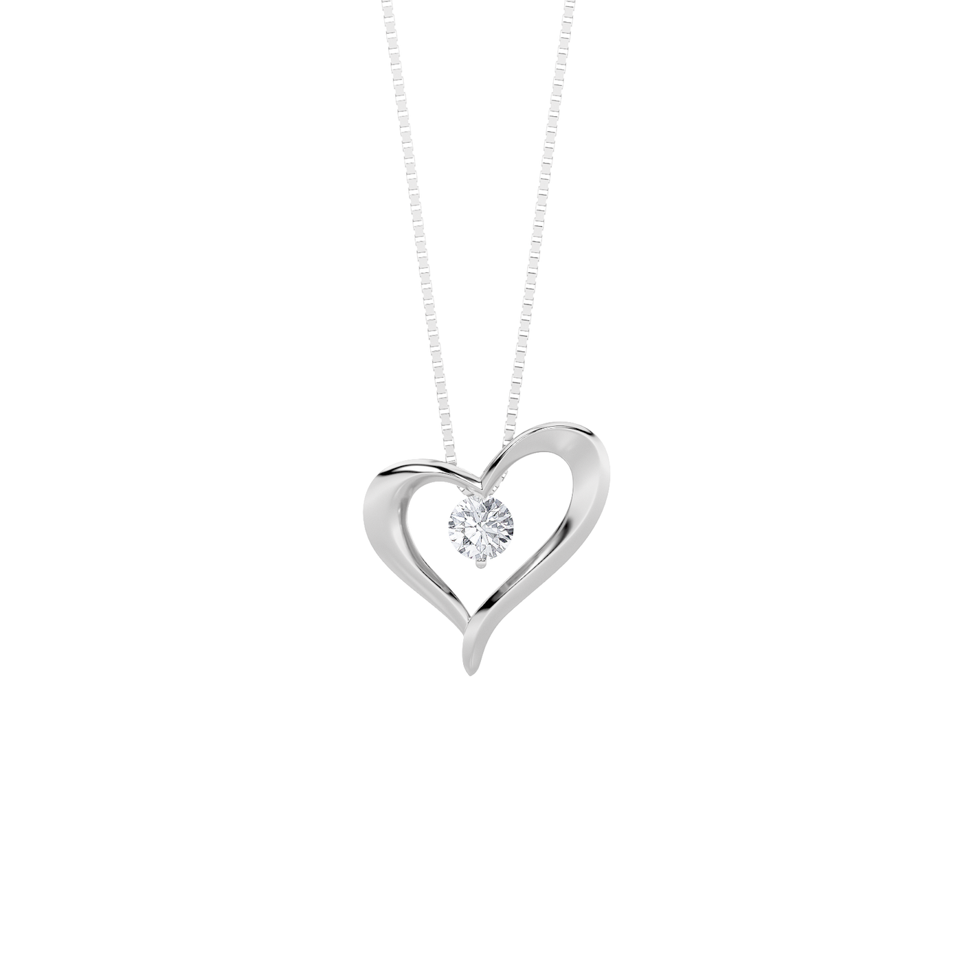 14K White Gold 1ct Lab Diamond Solitaire Pendant