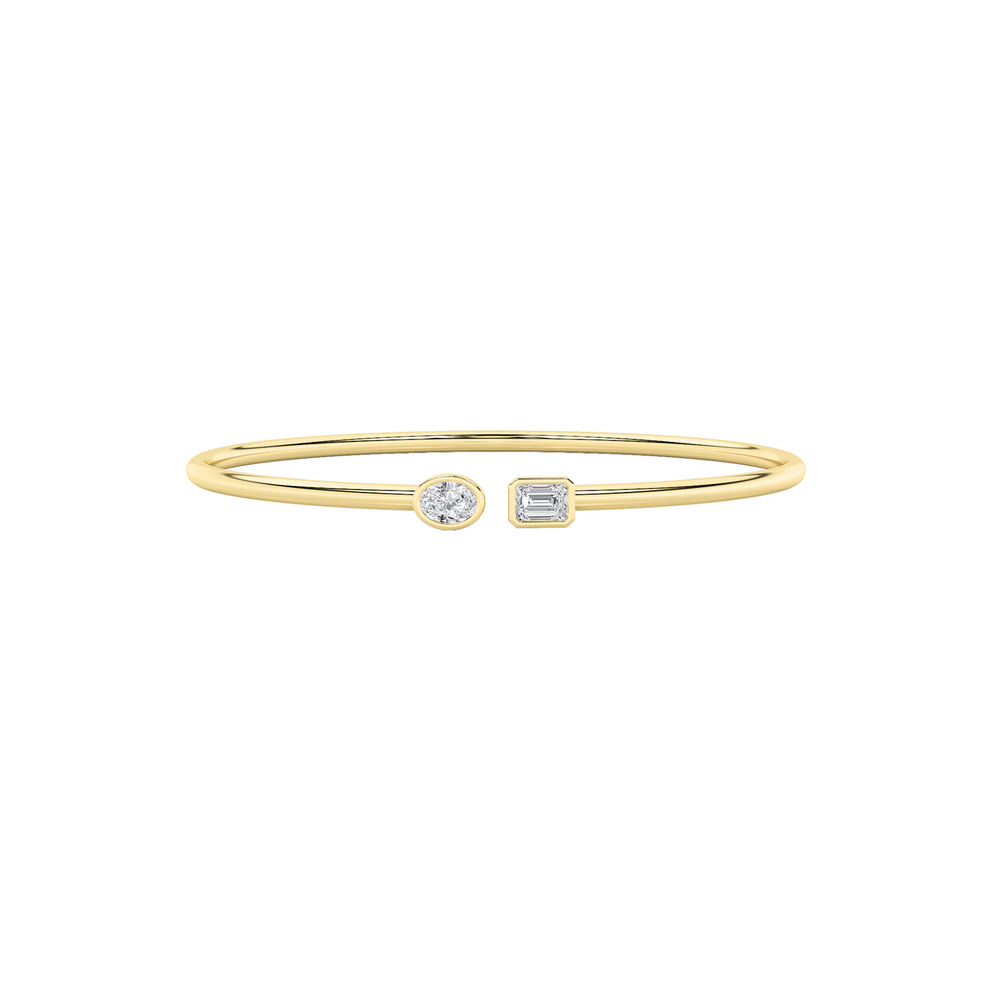18KY/SIL 0.75ct Lab Diamond Emerald Bangle