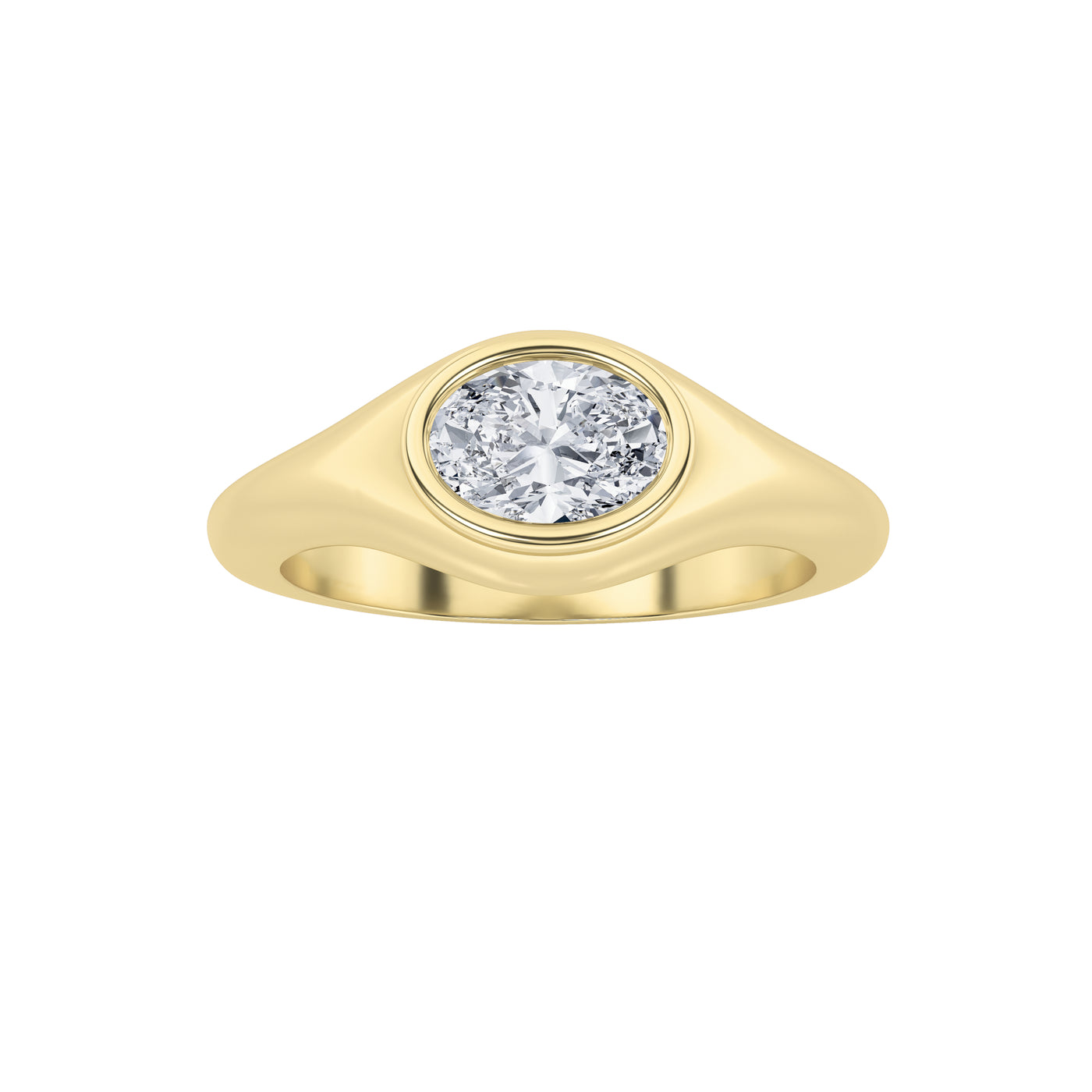18KY/SIL 0.5ct Lab Diamond Oval Solitaire Ring