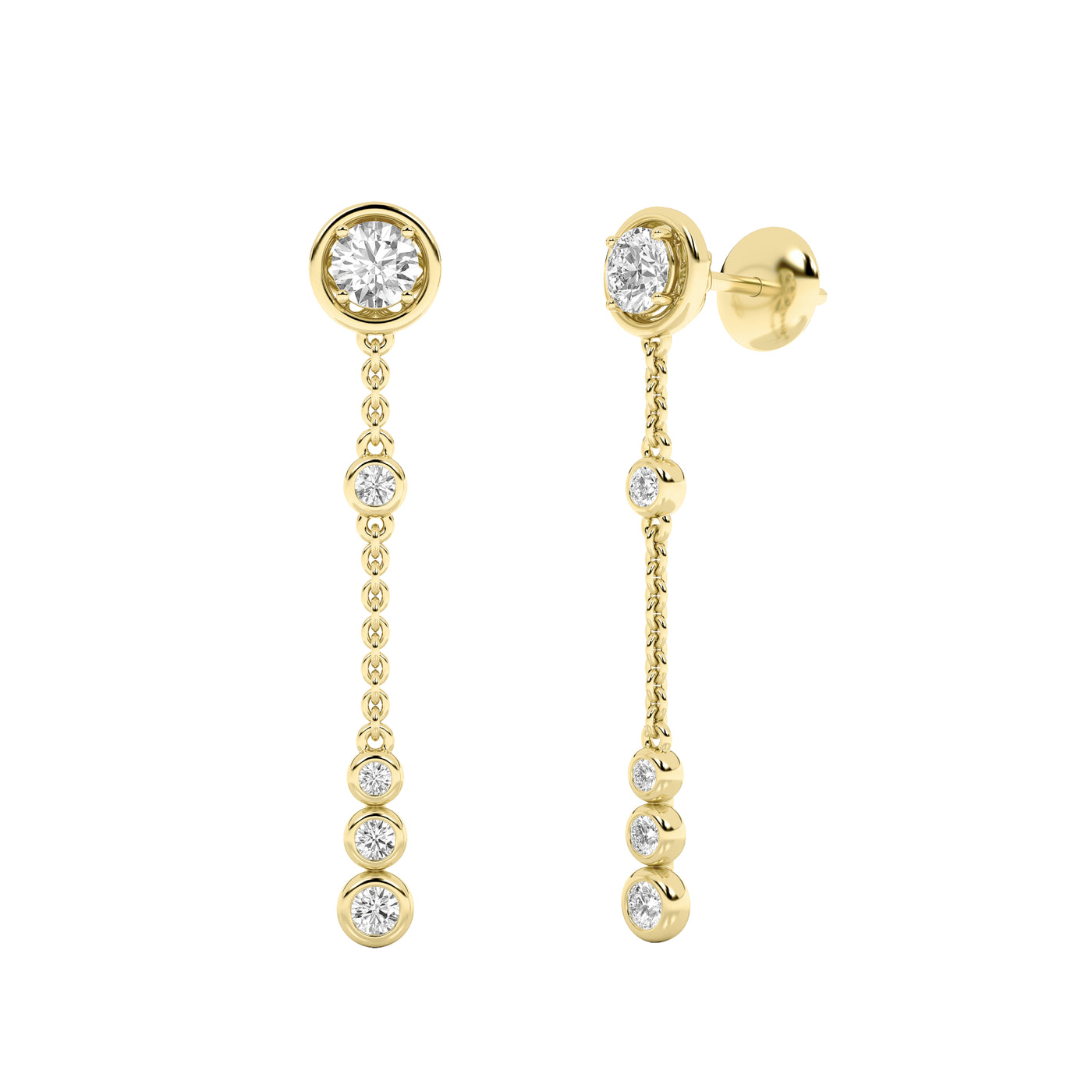 18K Yellow Gold & Silver Lab Diamond Dangle Earrings 0.75ct