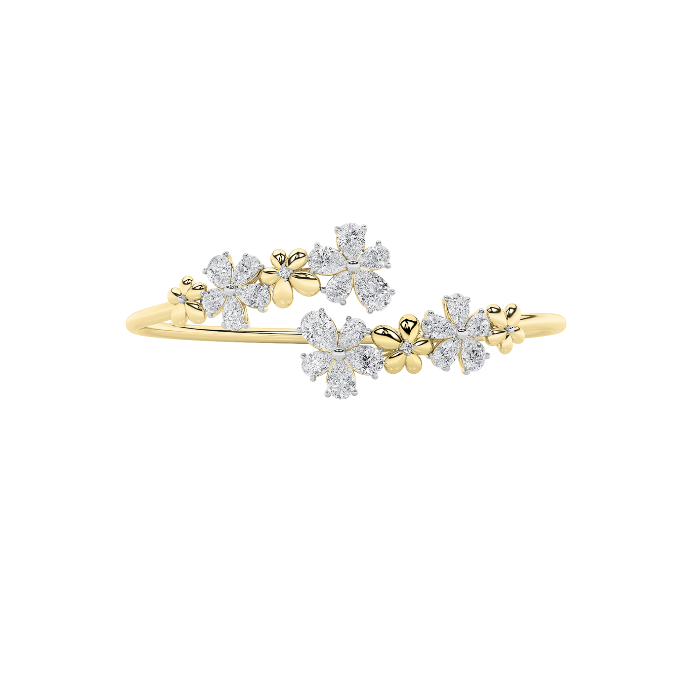 14KY 5.5ct Lab Diamond Cluster Bangle Bracelet