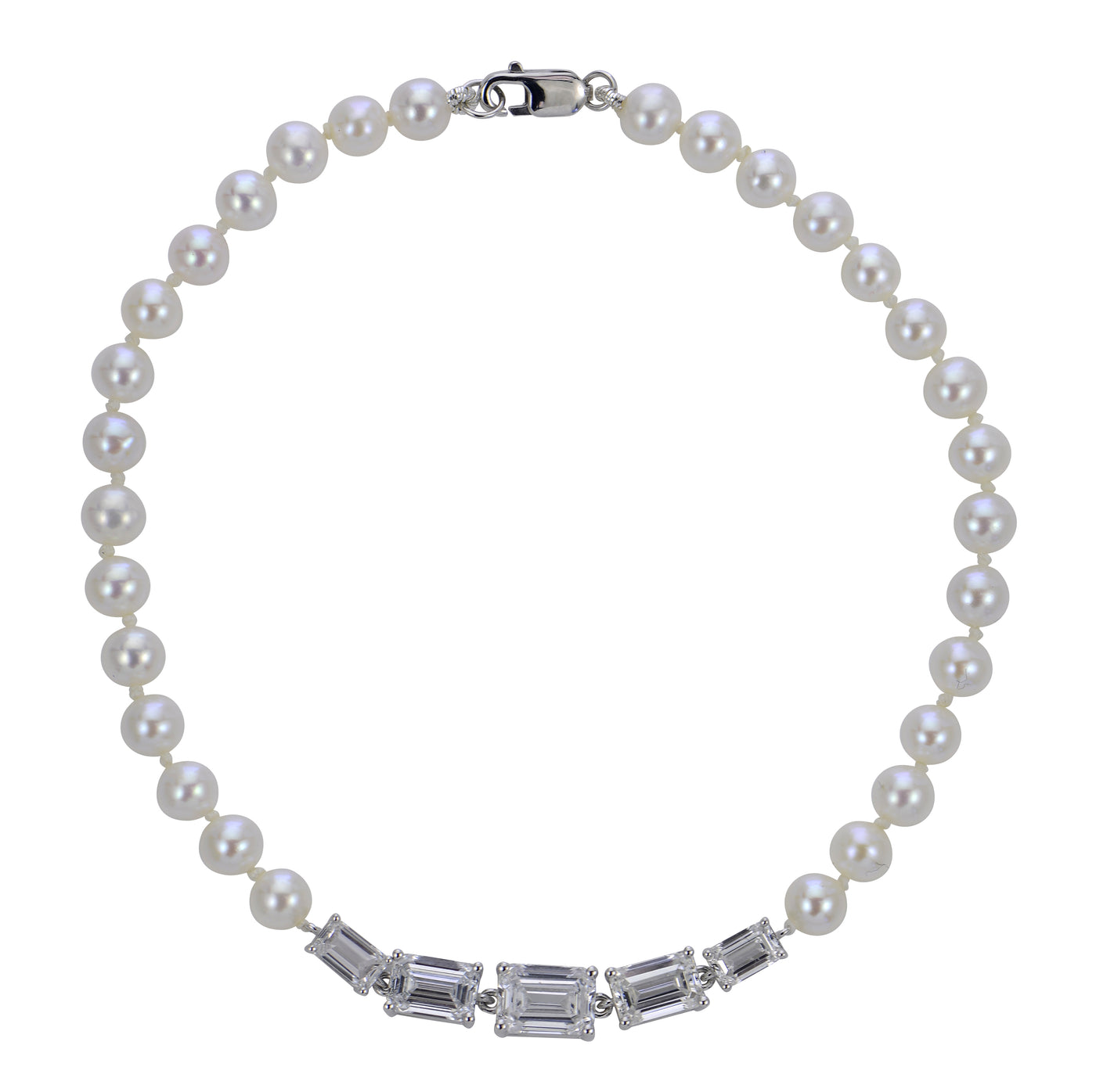 14KT White Gold Freshwater Pearl & LGD Bracelet