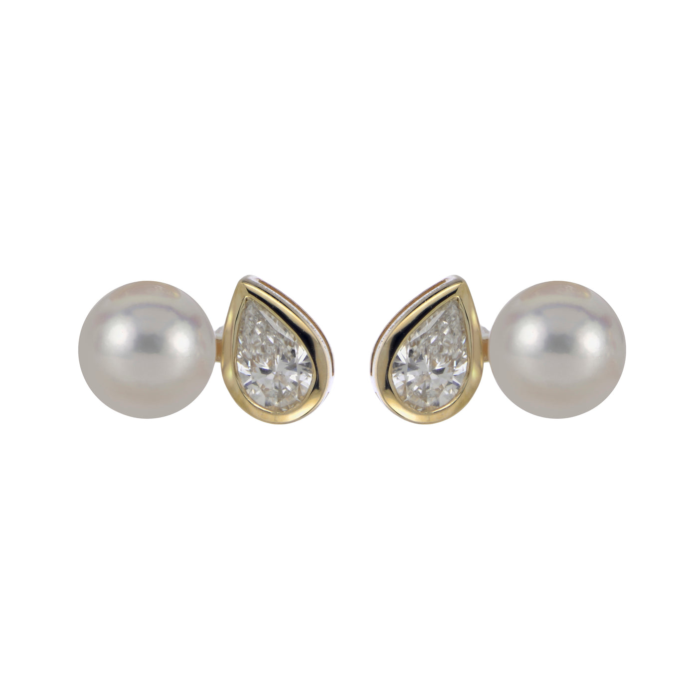 14KT Yellow Gold Akoya Pearl & LGD Earring