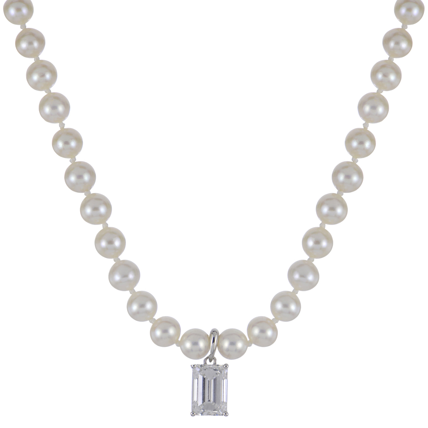 14KT White Gold Freshwater Pearl & LGD Necklace