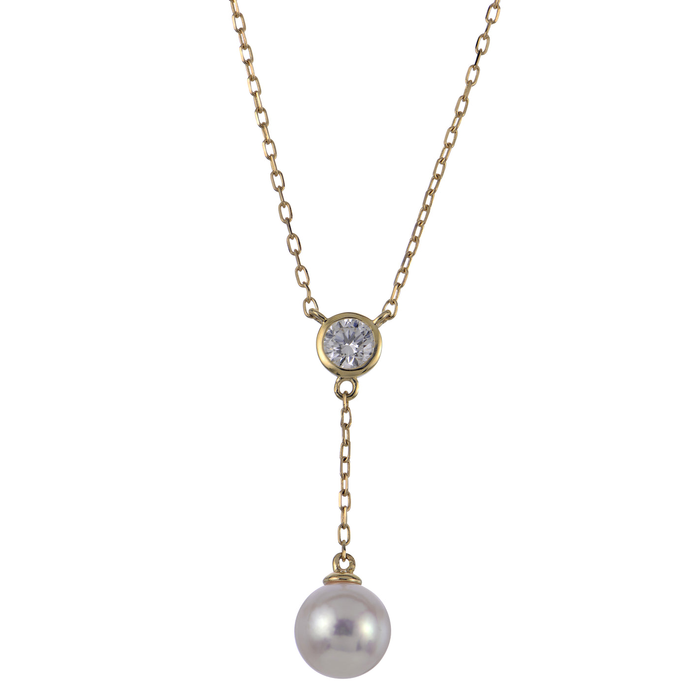 14KT Yellow Gold Akoya Pearl & LGD Necklace