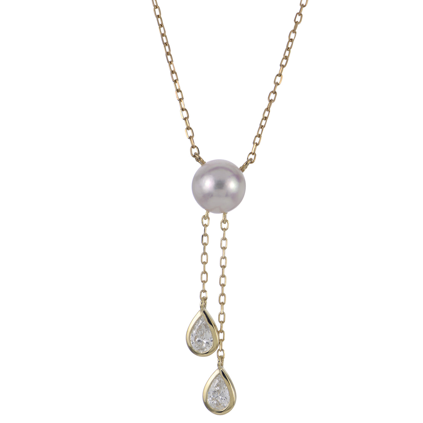 14KT Yellow Gold Akoya Pearl & LGD Necklace