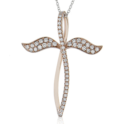 Cross Pendant in 18k Gold with Diamonds