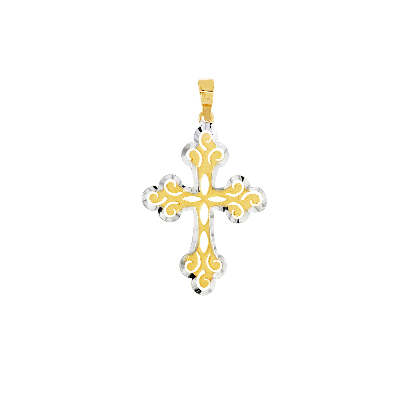 Two-Tone Filigree Cross Pendant