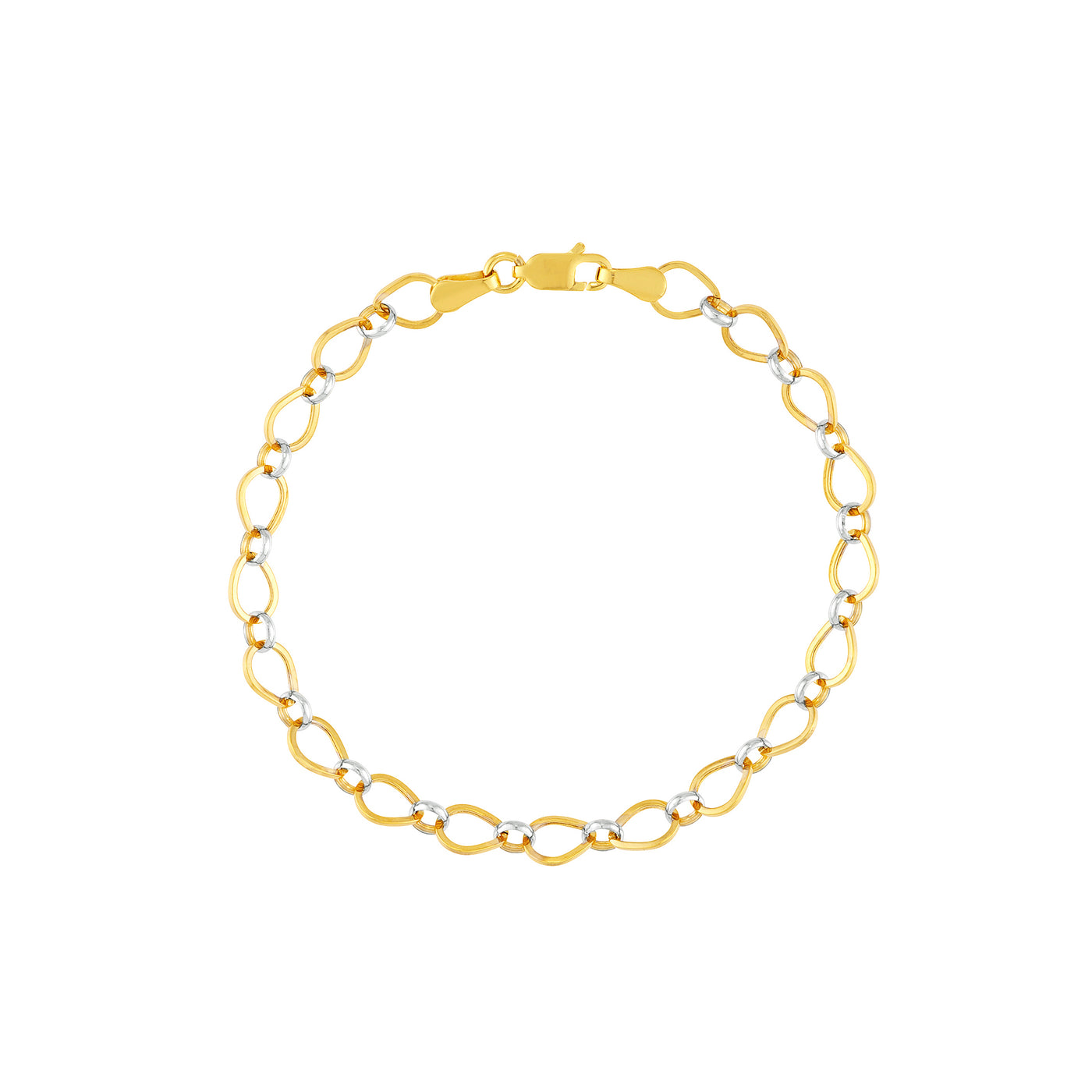 Two-Tone Open Teardrop Link Bracelet