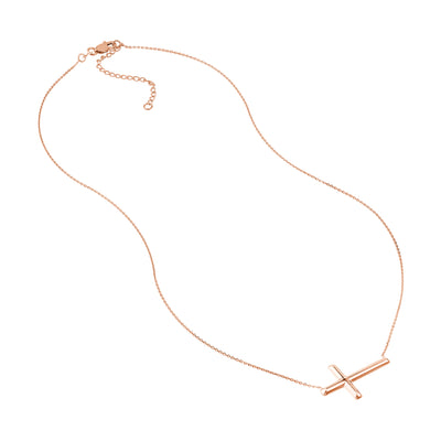 Large Sideways Cross Adjustable Necklace