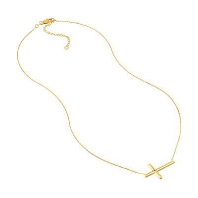 Large Sideways Cross Adjustable Necklace