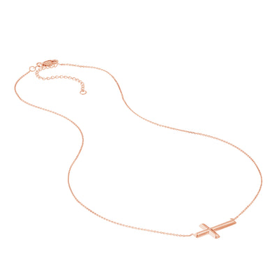 E2W Small Sideways Cross Adjustable Necklace