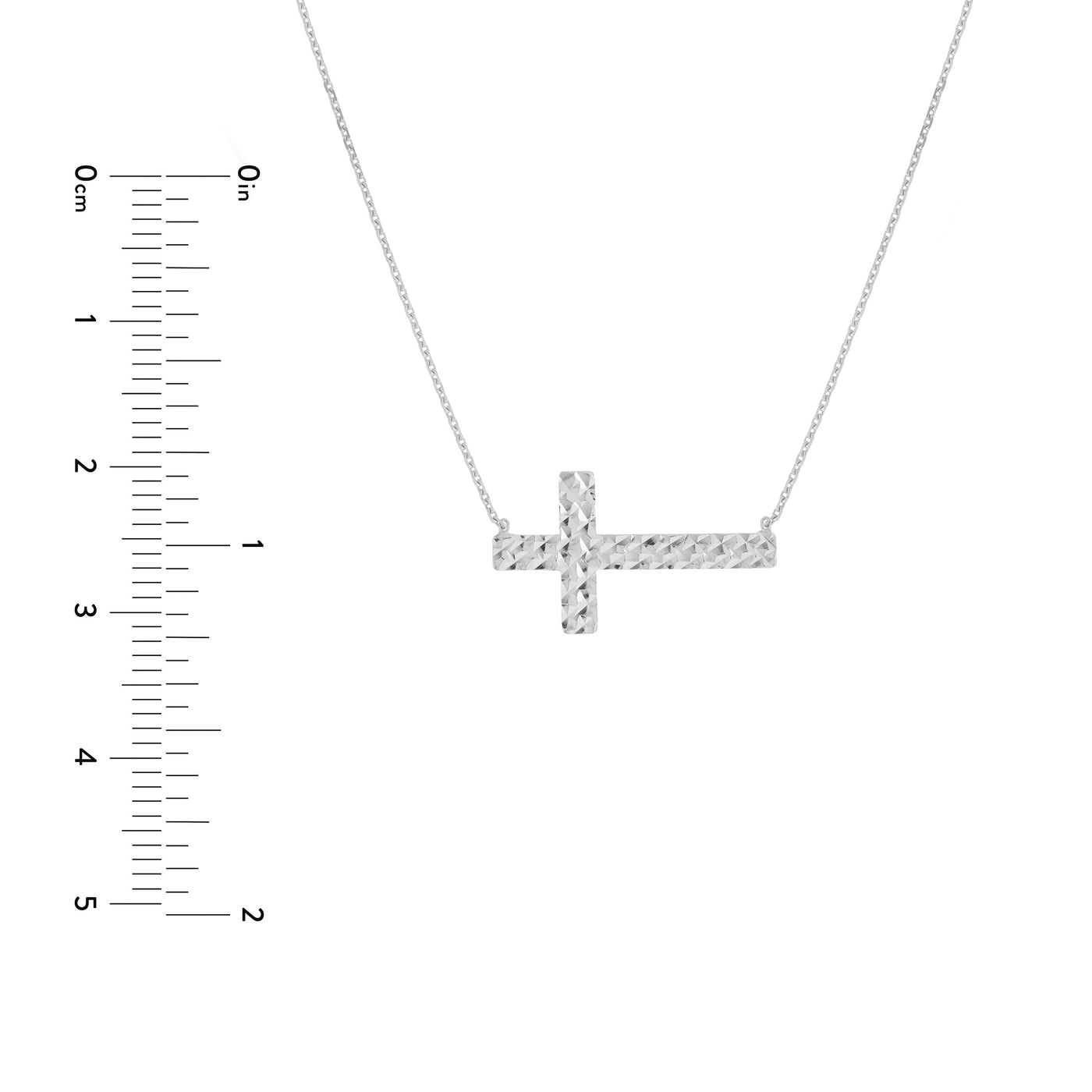 Diamond-Cut Sideways Cross Adj. Necklace